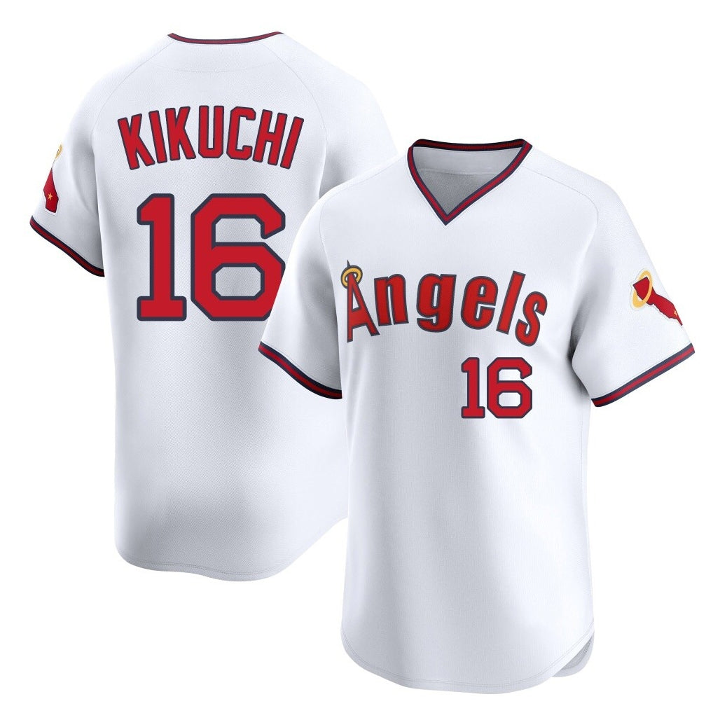 Kooe LA.Angels #16 Yusei Kikuchi Player White T-shirt Home Limited Stitched Jerseys