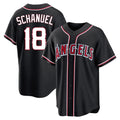 Kooe LA.Angels #18 Nolan Schanuel Player Black Fashion Out Home Game Stitched Jerseys