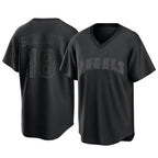Kooe LA.Angels #18 Nolan Schanuel Player Black Pitch Fashion T-shirt Stitched Jerseys
