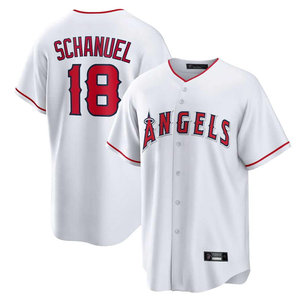 Kooe LA.Angels #18 Nolan Schanuel Player White Home Game Stitched Jerseys
