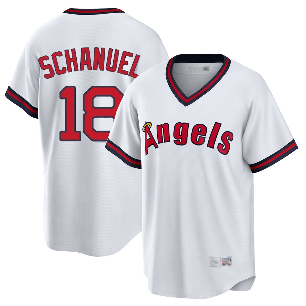 Kooe LA.Angels #18 Nolan Schanuel Player White T-shirt Home Game Stitched Jerseys