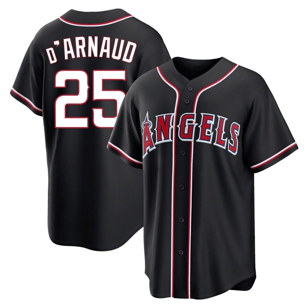 Kooe LA.Angels #25 Travis d'Arnaud Player Black Fashion Out Home Game Stitched Jerseys