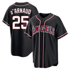 Kooe LA.Angels #25 Travis d'Arnaud Player Black Fashion Out Home Game Stitched Jerseys