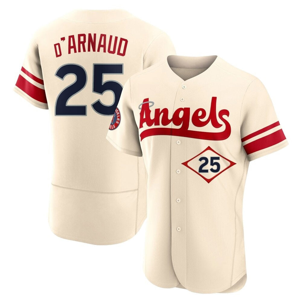 Kooe LA.Angels #25 Travis d'Arnaud Player Cream City Connect Limited ELite Home Stitched Jerseys