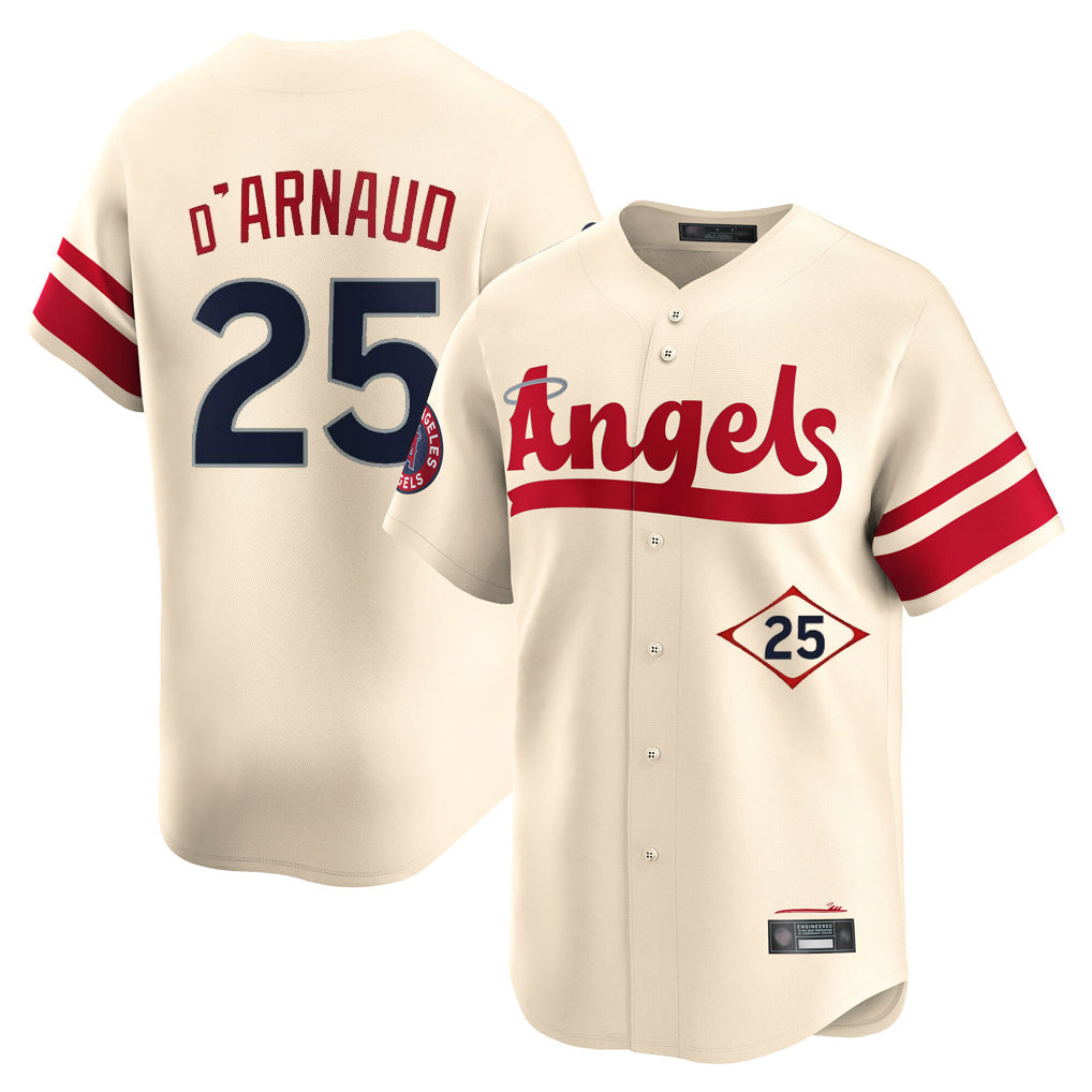 Kooe LA.Angels #25 Travis d'Arnaud Player Cream City Connect Limited Home Stitched Jerseys