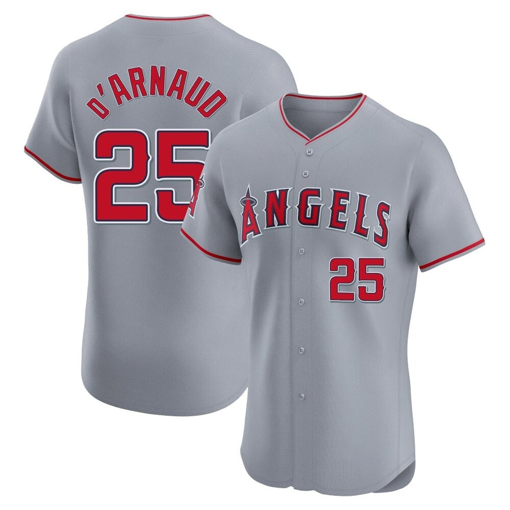 Kooe LA.Angels #25 Travis d'Arnaud Player Gray Home Limited Elite Stitched Jerseys