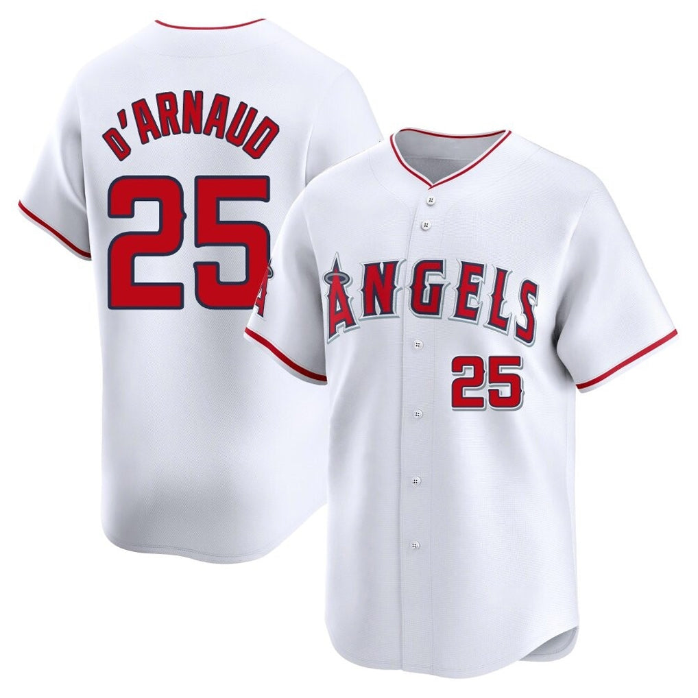 Kooe LA.Angels #25 Travis d'Arnaud Player White Limited Home Stitched Jerseys