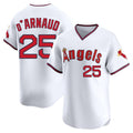 Kooe LA.Angels #25 Travis d'Arnaud Player White T-shirt Home Limited Stitched Jerseys