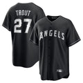 Kooe LA.Angels #27 Mike Trout Player Black Lights Out Fashion T-shirt Stitched Jerseys
