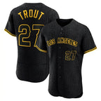 Kooe LA.Angels #27 Mike Trout Player Black Snake Skin City Limited Elite Home Stitched Jerseys