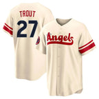Kooe LA.Angels #27 Mike Trout Player Cream City Connect Home Stitched Jerseys