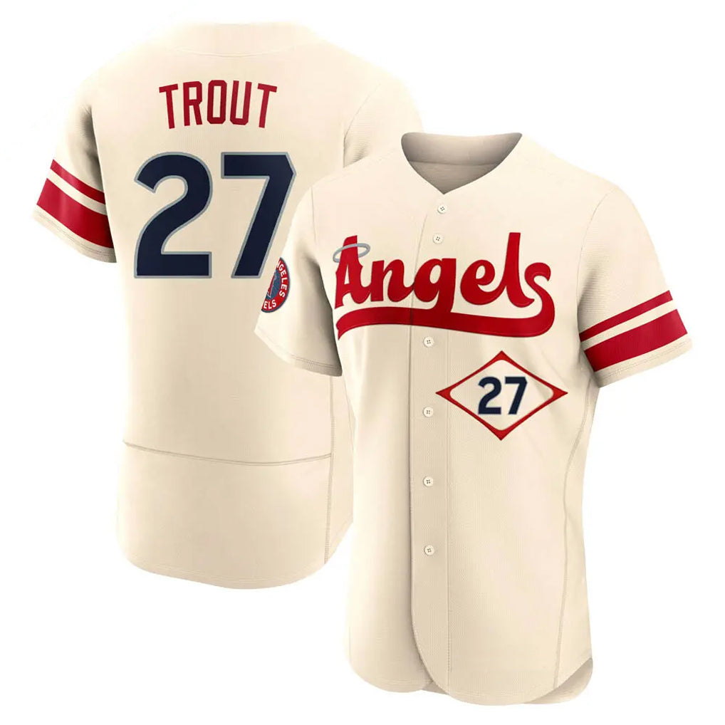 Kooe LA.Angels #27 Mike Trout Player Cream City Connect Limited ELite Home Stitched Jerseys