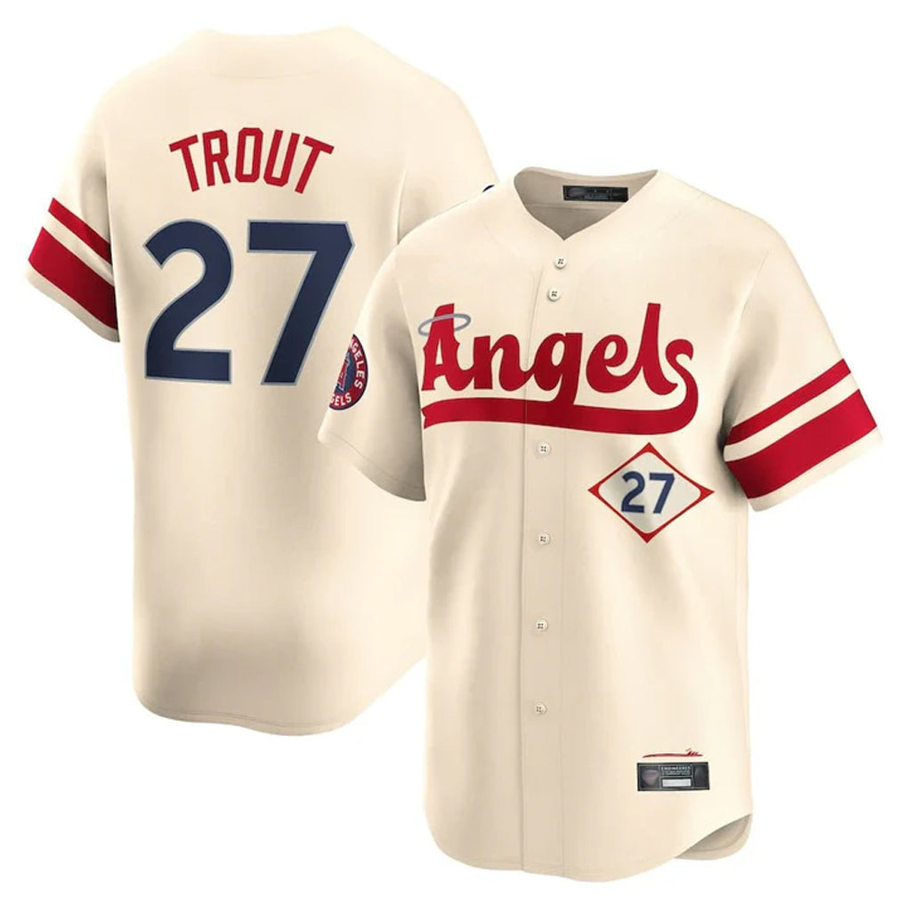 Kooe LA.Angels #27 Mike Trout Player Cream City Connect Limited Home Stitched Jerseys