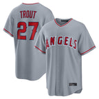 Kooe LA.Angels #27 Mike Trout Player Gray Home Game Stitched Jerseys