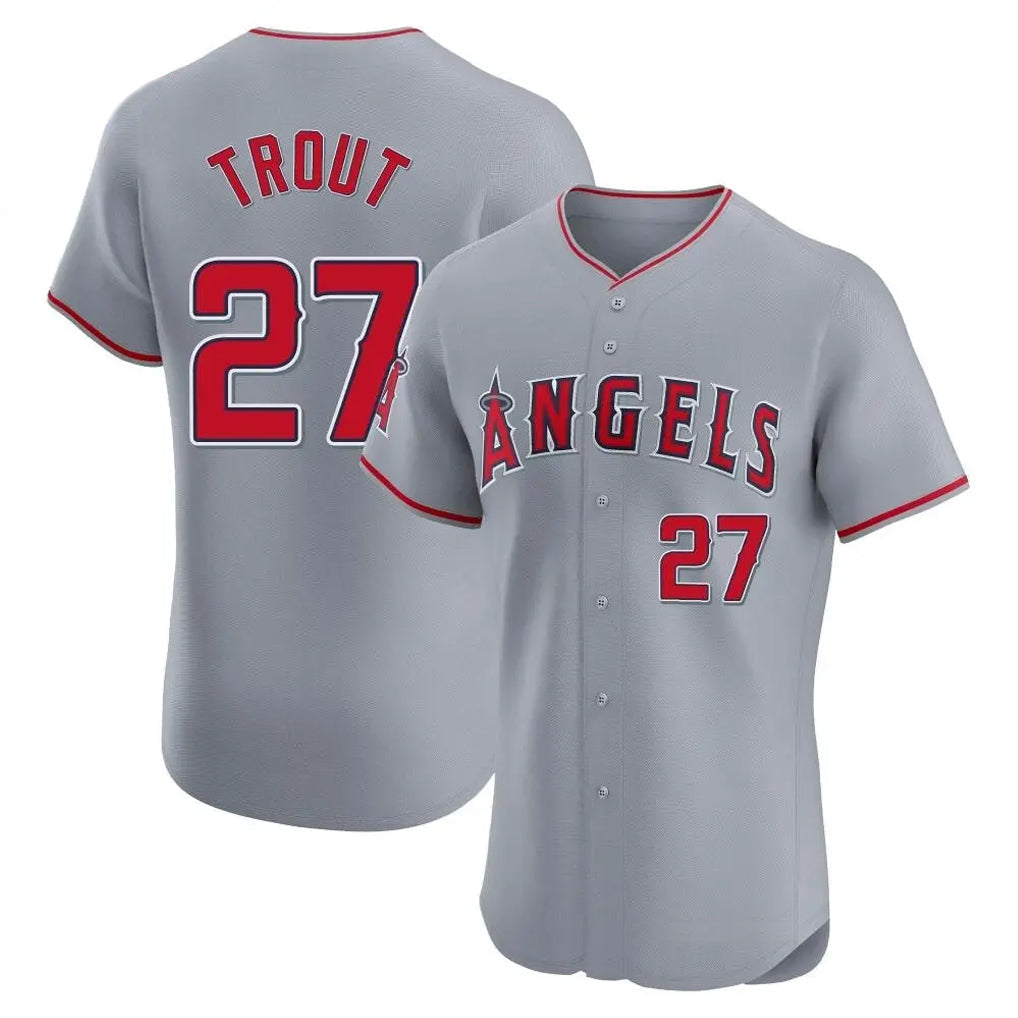 Kooe LA.Angels #27 Mike Trout Player Gray Home Limited Elite Stitched Jerseys