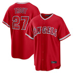 Kooe LA.Angels #27 Mike Trout Player Red Home Game Stitched Jerseys