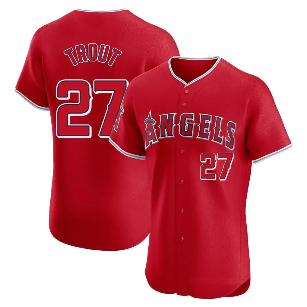 Kooe LA.Angels #27 Mike Trout Player Red Home Limited Elite Stitched Jerseys