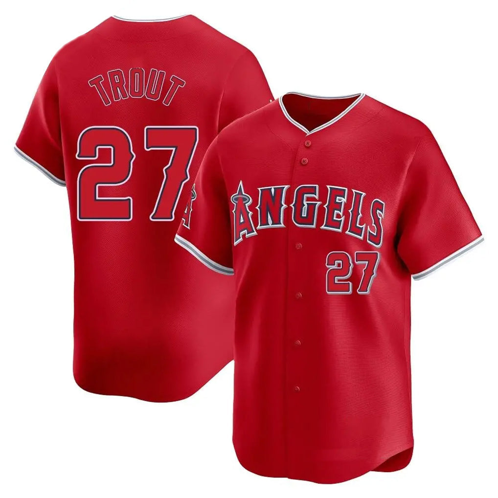 Kooe LA.Angels #27 Mike Trout Player Red Home Limited Stitched Jerseys