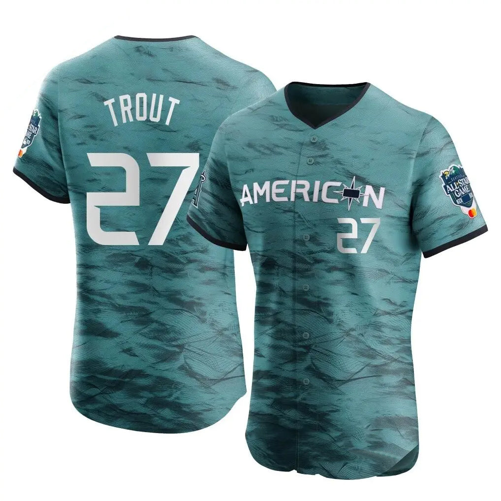 Kooe LA.Angels #27 Mike Trout Player Teal Elite American League Game Vapor Premier All-Star Stitched Jerseys