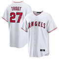 Kooe LA.Angels #27 Mike Trout Player White Home Game Stitched Jerseys
