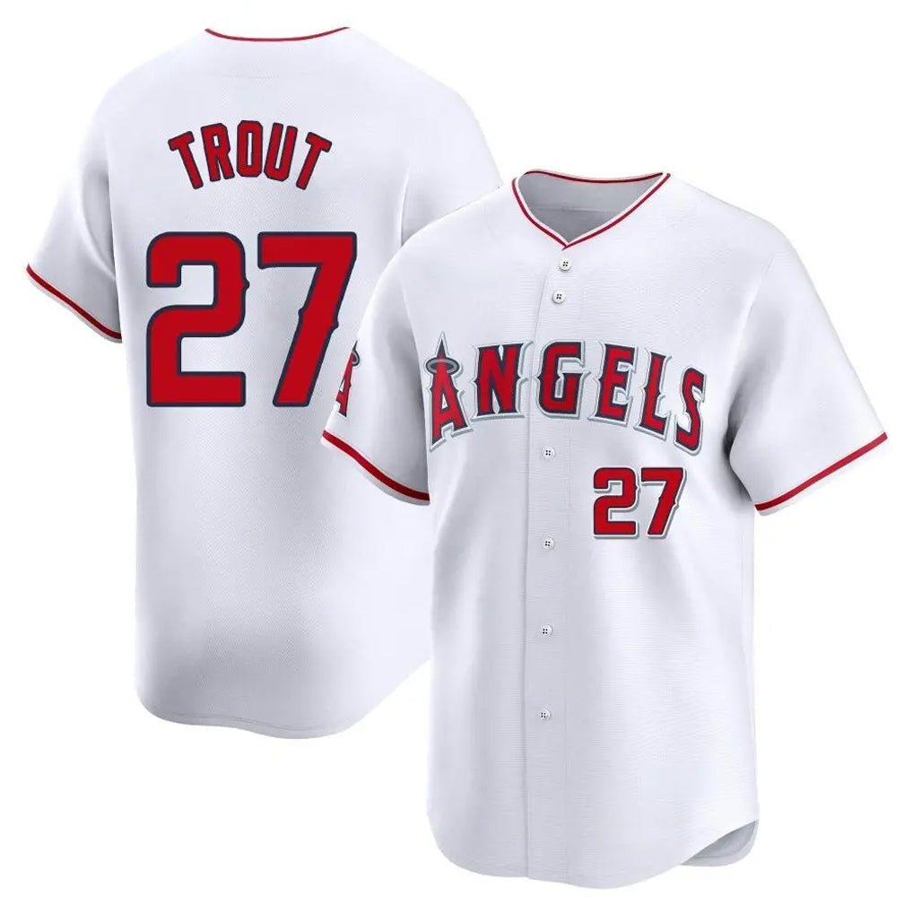 Kooe LA.Angels #27 Mike Trout Player White Limited Home Stitched Jerseys