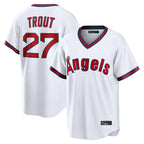 Kooe LA.Angels #27 Mike Trout Player White T-shirt Home Game Stitched Jerseys
