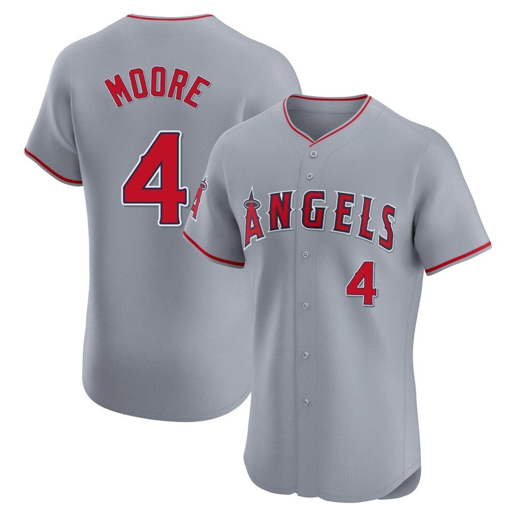 Kooe LA.Angels #4 Christian Moore Player Gray Home Limited Elite Stitched Jerseys