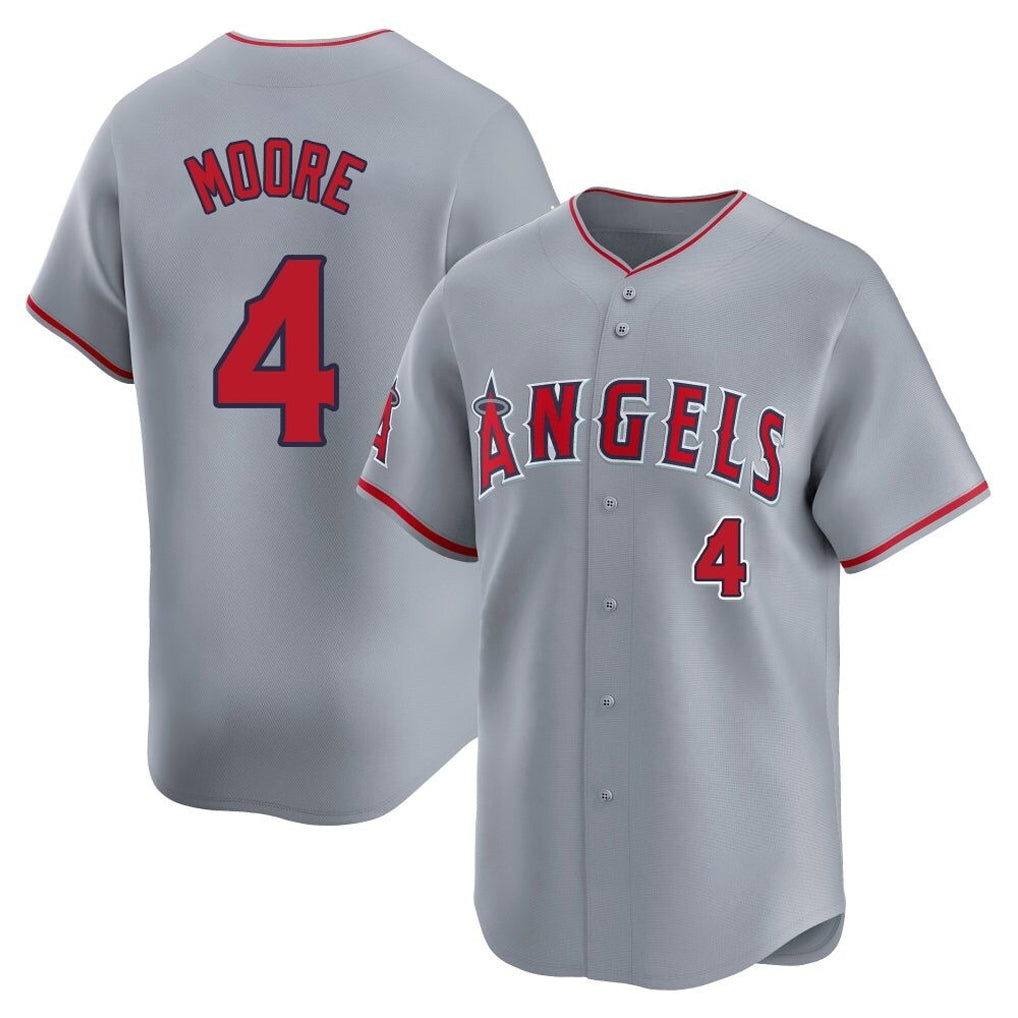 Kooe LA.Angels #4 Christian Moore Player Gray Home Limited Stitched Jerseys