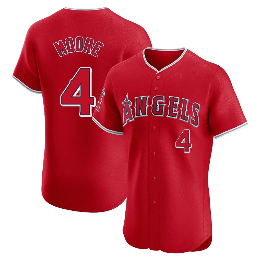 Kooe LA.Angels #4 Christian Moore Player Red Home Limited Elite Stitched Jerseys