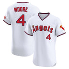 Kooe LA.Angels #4 Christian Moore Player White T-shirt Home Limited Elite Stitched Jerseys