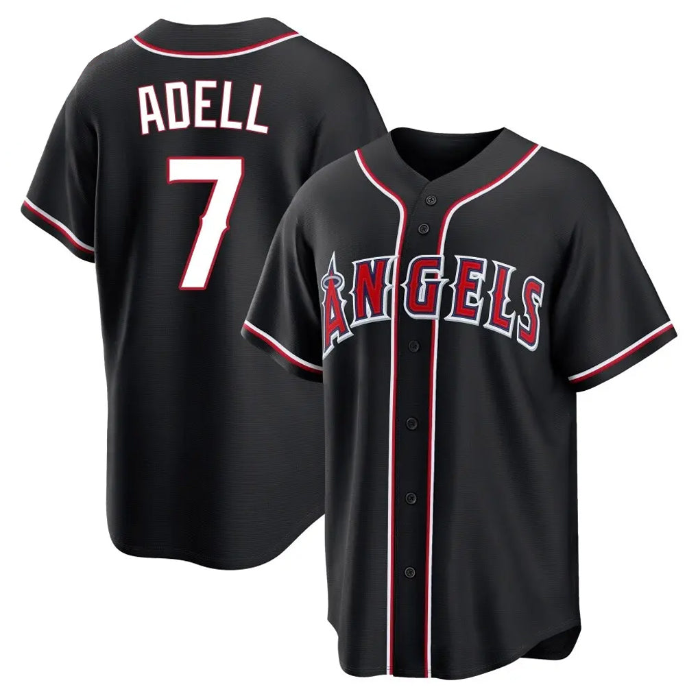 Kooe LA.Angels #7 Jo Adell Player Black Fashion Out Home Game Stitched Jerseys