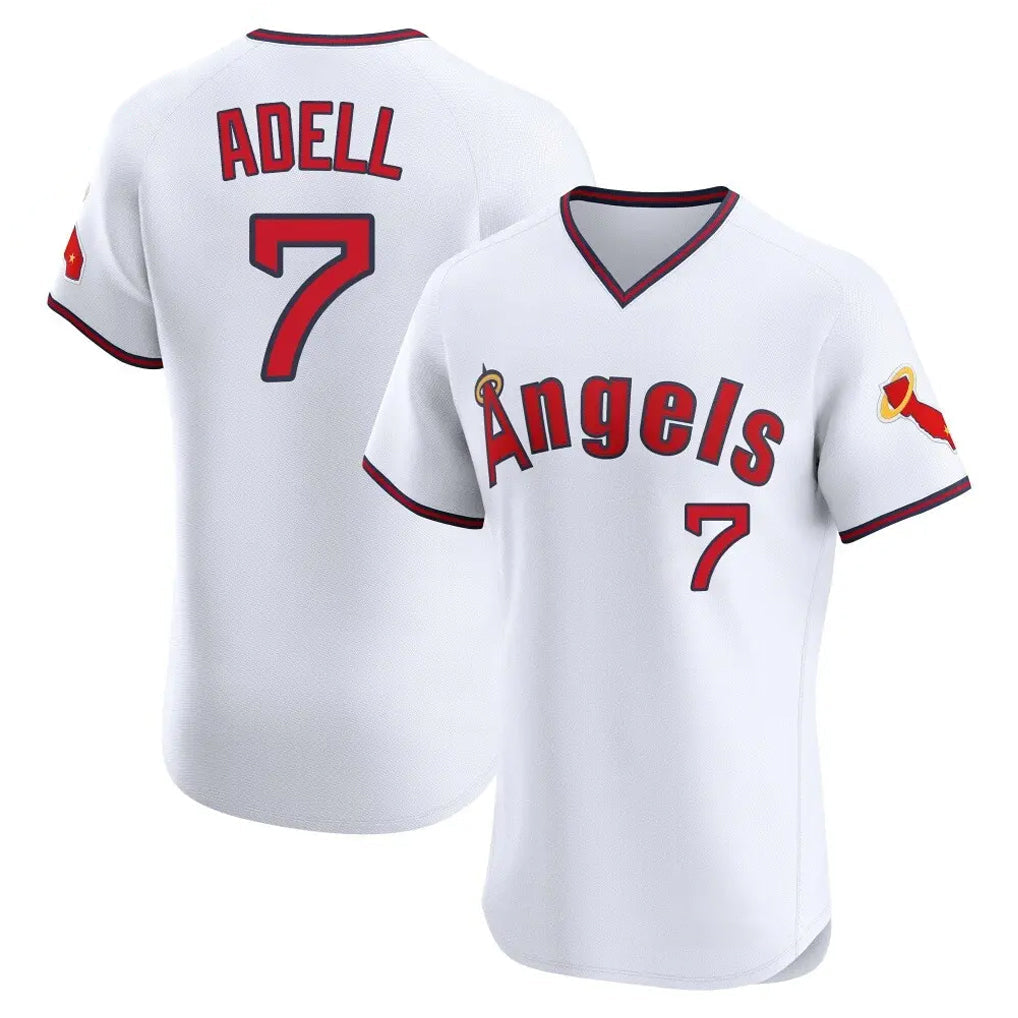 Kooe LA.Angels #7 Jo Adell Player White T-shirt Home Limited Elite Stitched Jerseys
