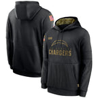 Kooe LA.Chargers Black Salute to Service Hoodies Limited Game Blank Player Stitched Jerseys