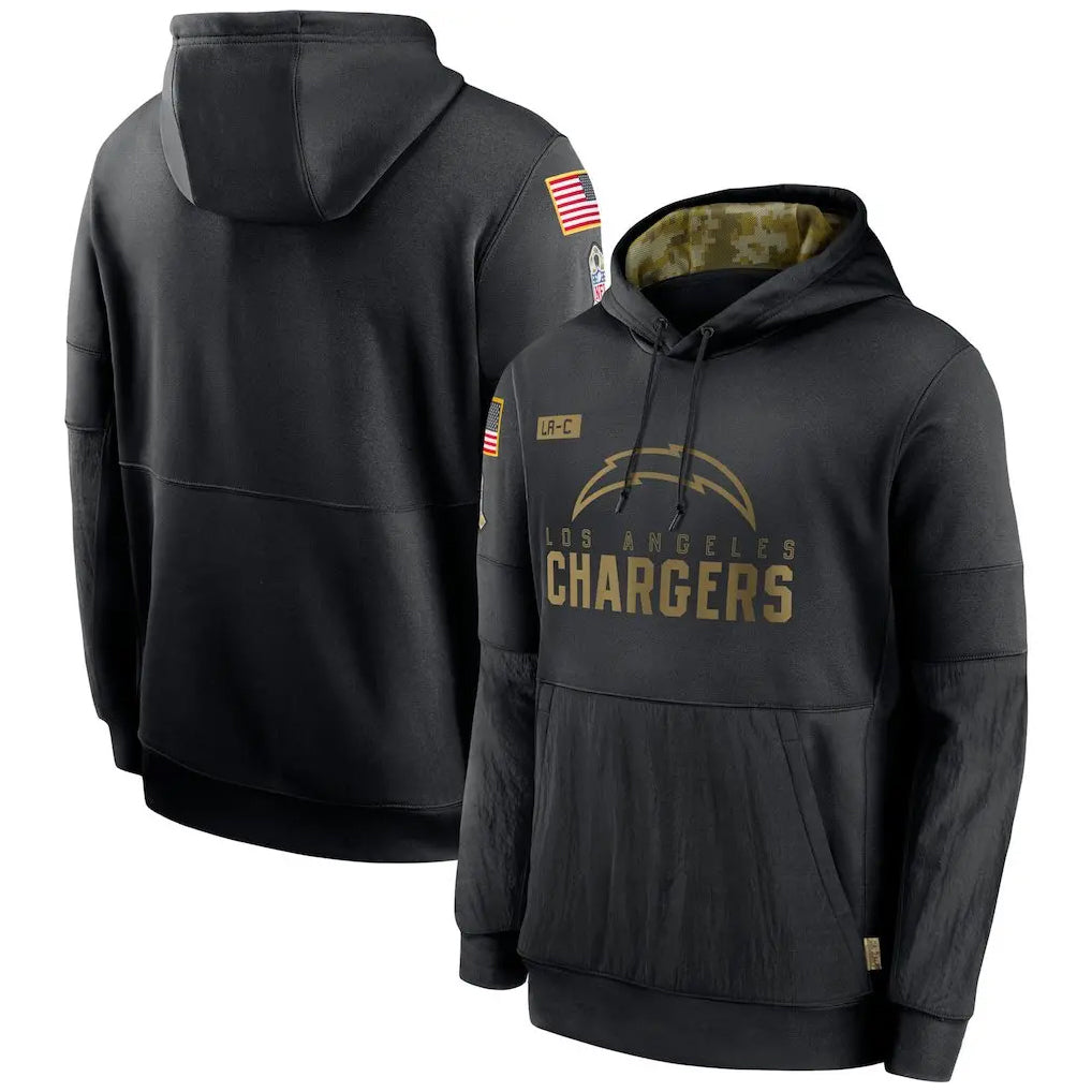 Kooe LA.Chargers Black Salute to Service Hoodies Limited Game Blank Player Stitched Jerseys