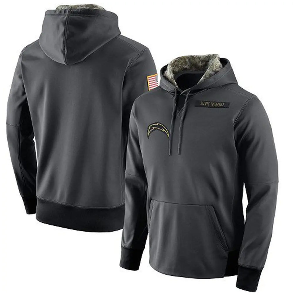 Kooe LA.Chargers Gray Pullover Hoodie Home Game Blank Player Stitched Jerseys