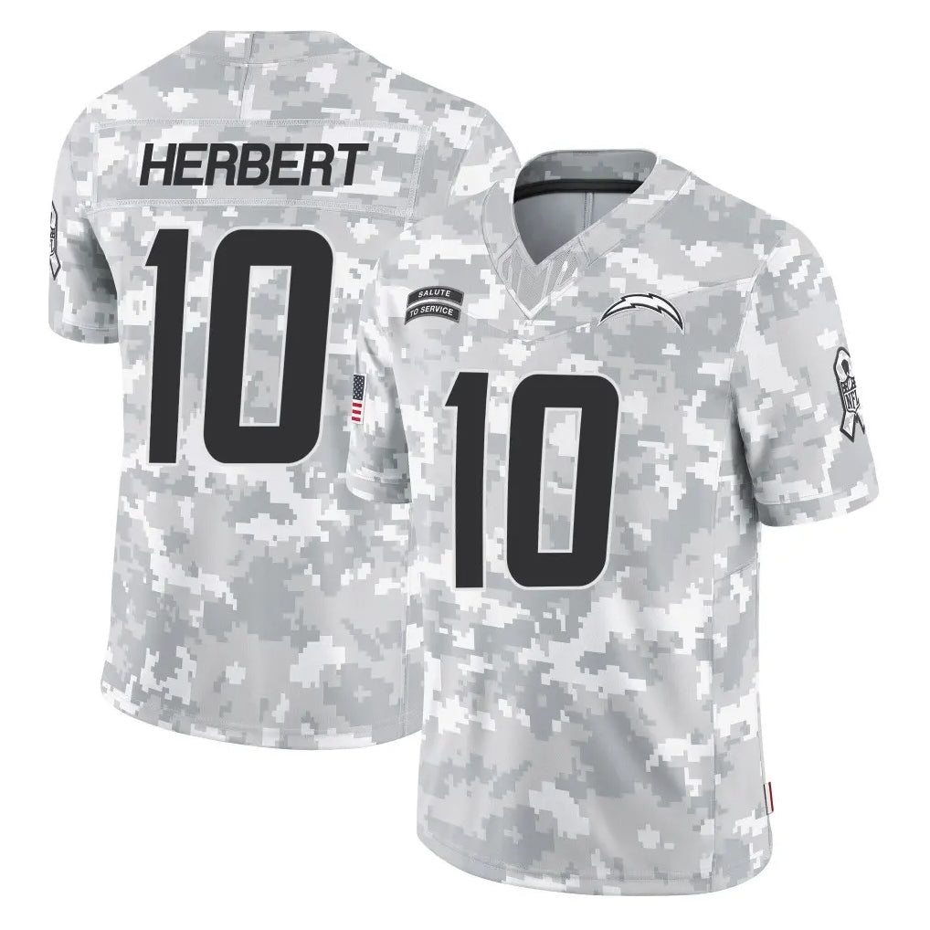 Kooe LA.Chargers #10 Justin Herbert Player Arctic Camo Salute To Service Limited Game Stitched Jerseys