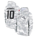 Kooe LA.Chargers #10 Justin Herbert Player Arctic Camo Salute To Service Limited Hoodies Game Stitched Jerseys