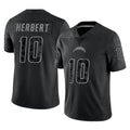 Kooe LA.Chargers #10 Justin Herbert Player Black Limited Reflective Home Game Stitched Jerseys
