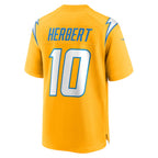 Kooe LA.Chargers #10 Justin Herbert Player Gold Home Game Stitched Jerseys