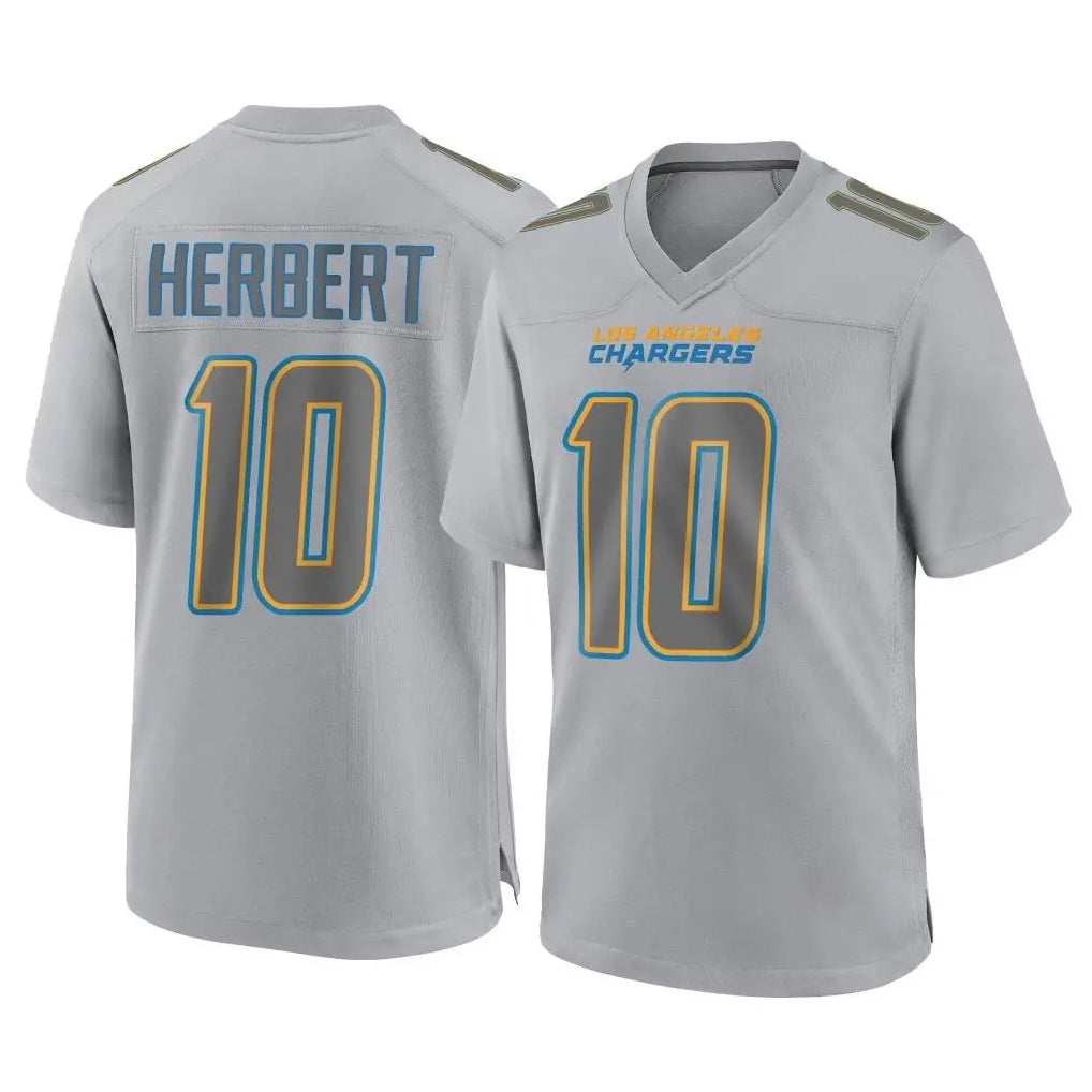 Kooe LA.Chargers #10 Justin Herbert Player Gray Atmosphere Fashion Home Game Stitched Jerseys