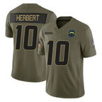 Kooe LA.Chargers #10 Justin Herbert Player Olive 2025 Salute To Service Limited Game Stitched Jerseys