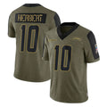Kooe LA.Chargers #10 Justin Herbert Player Olive Salute To Service Limited Game Stitched Jerseys