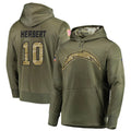 Kooe LA.Chargers #10 Justin Herbert Player Salute to Service  Olive Hoodies Game Stitched Jerseys