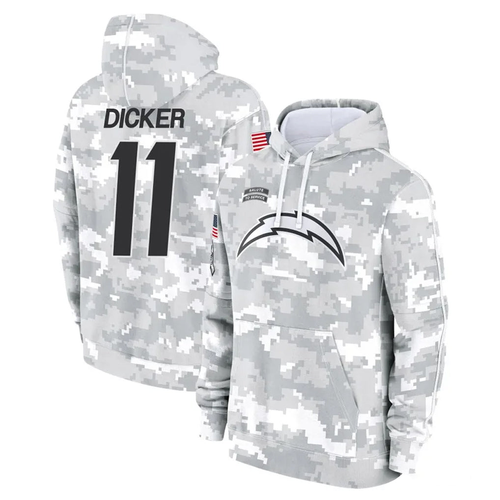 Kooe LA.Chargers #11 Cameron Dicker Player Arctic Camo Salute to Service Hoodies Limited Game Stitched Jerseys