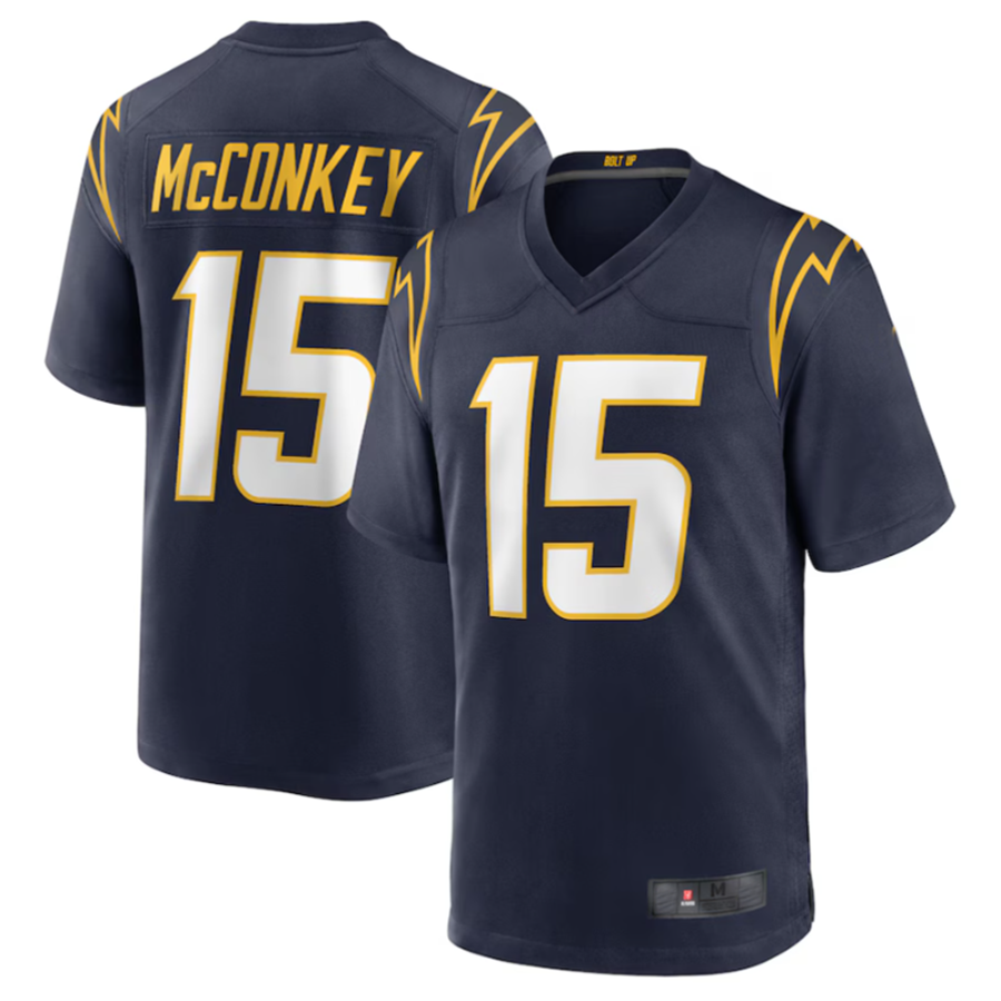 Kooe LA.Chargers #15 Ladd McConkey Navy Game Jersey Stitched Jerseys