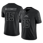 Kooe LA.Chargers #15 Ladd McConkey Player Black Limited Reflective Home Game Stitched Jerseys