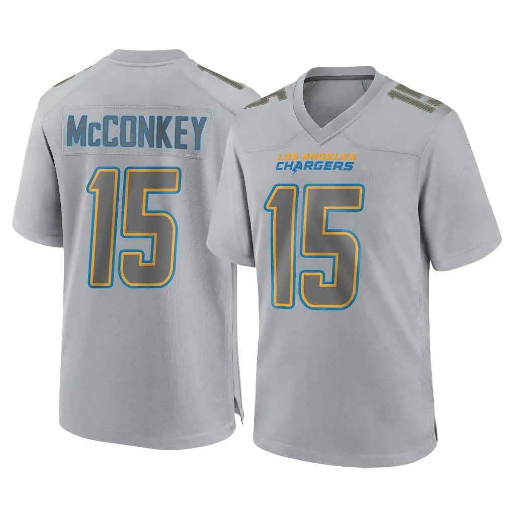 Kooe LA.Chargers #15 Ladd McConkey Player Gray Atmosphere Fashion Home Game Stitched Jerseys