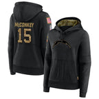 Kooe LA.Chargers #15 Ladd McConkey Player Salute to Service Black Hoodies Game Stitched Jerseys