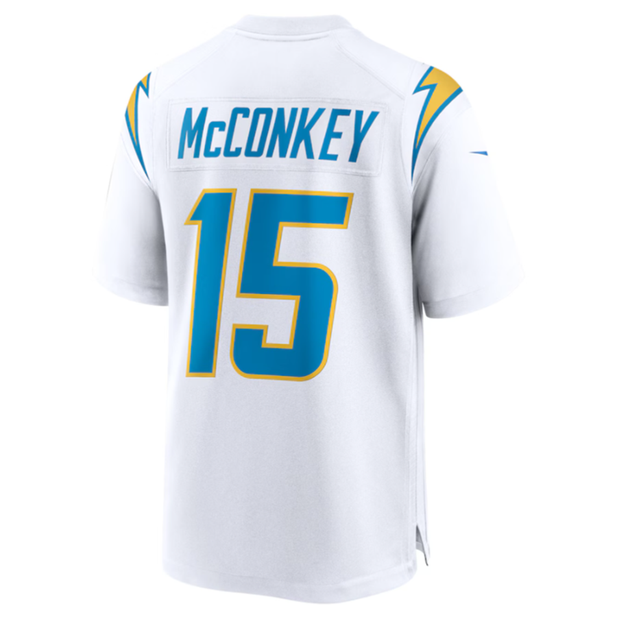 Kooe LA.Chargers #15 Ladd McConkey White Game Jersey Stitched Jersey