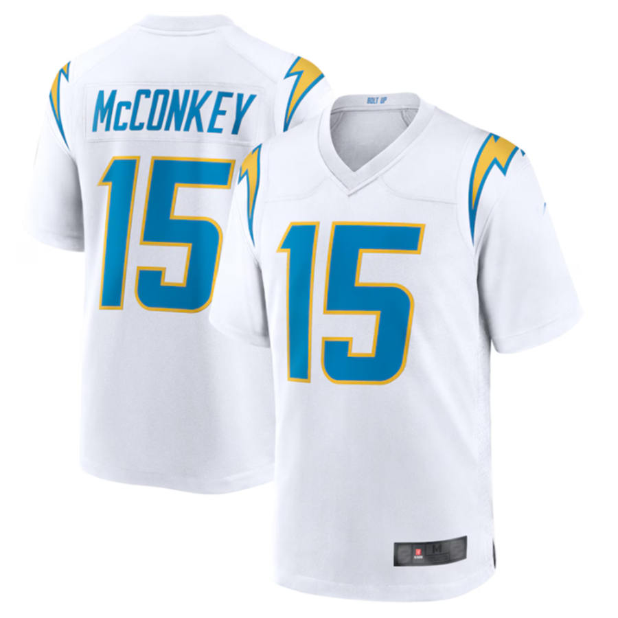 Kooe LA.Chargers #15 Ladd McConkey White Game Jersey Stitched Jerseys